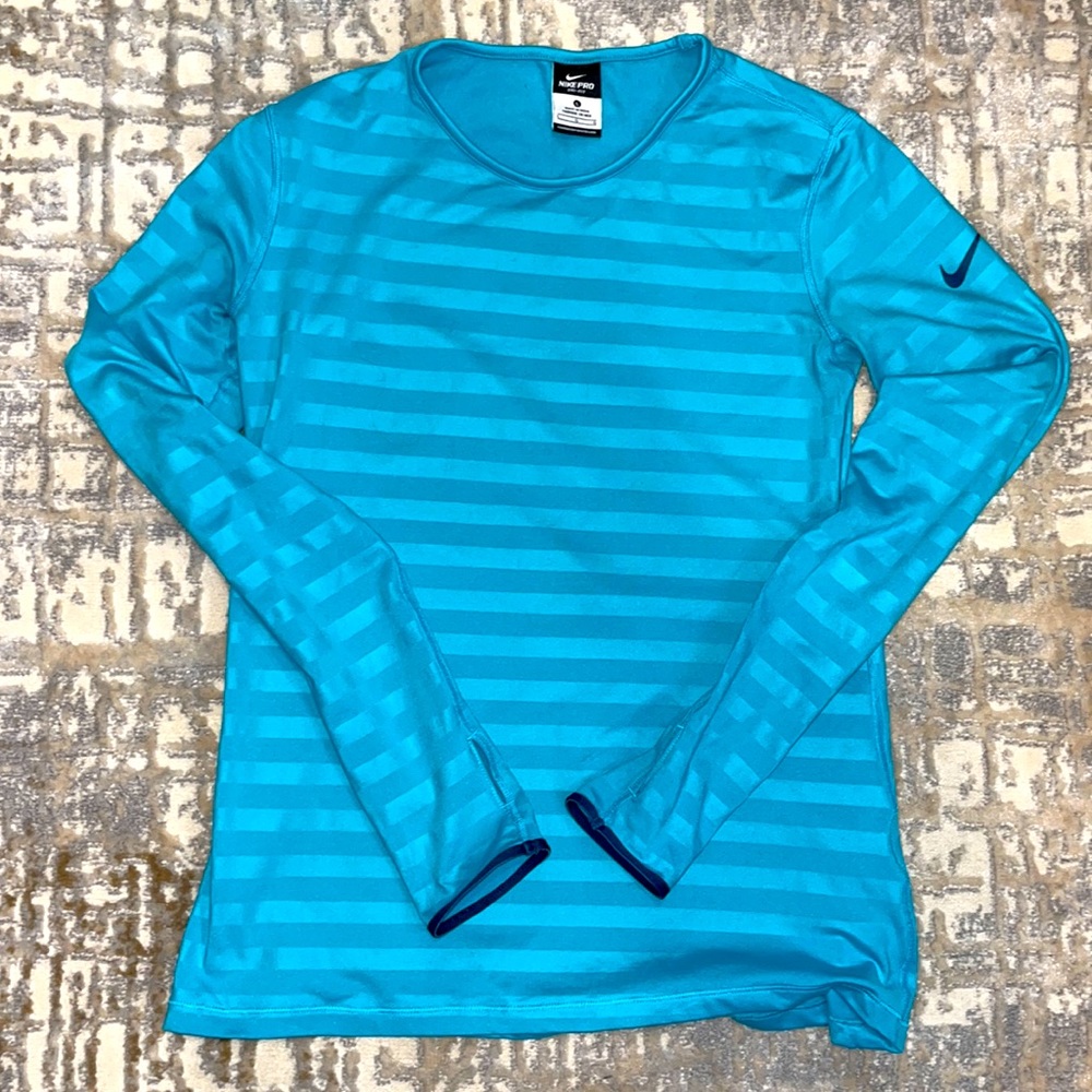 NIKE Cold Weather Teal Long Sleeve with fleece lining Size Large Good Condition